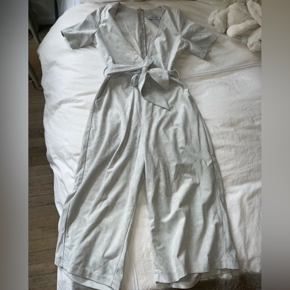 Grey suede jumpsuit